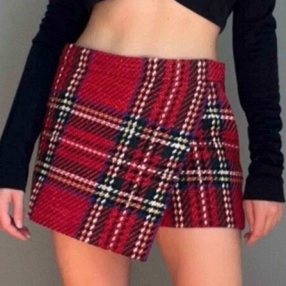 Barbara Bui Plaid Holiday Mini Skort